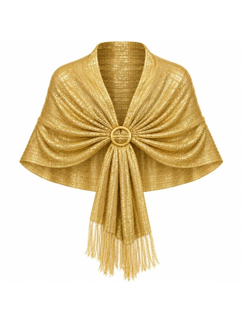 Metallic Gold Shawl Wrap 70in Fringe Evening Scarf Slide Formal Wedding Stole